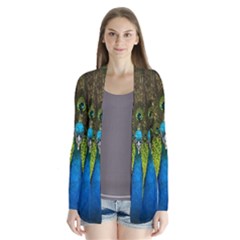 Peacock Feathers Bird Plumage Drape Collar Cardigan by Perong