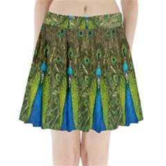 Peacock Feathers Bird Plumage Pleated Mini Skirt by Perong