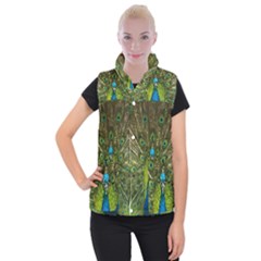 Peacock Feathers Bird Plumage Women s Button Up Vest