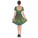 Peacock Feathers Bird Plumage Short Sleeve Bardot Dress View2