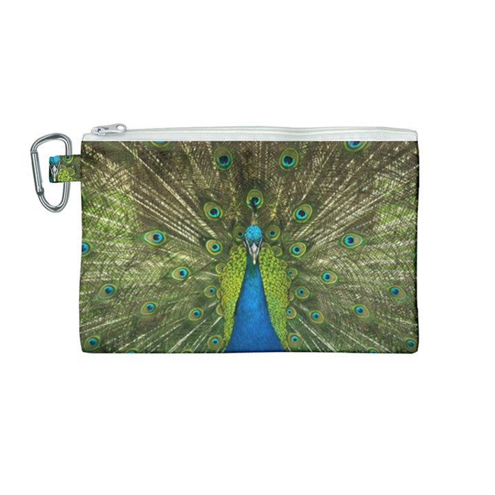 Peacock Feathers Bird Plumage Canvas Cosmetic Bag (Medium)