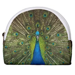 Peacock Feathers Bird Plumage Horseshoe Style Canvas Pouch