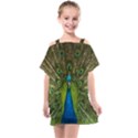 Peacock Feathers Bird Plumage Kids  One Piece Chiffon Dress View1