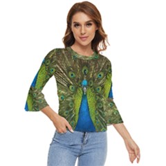 Peacock Feathers Bird Plumage Bell Sleeve Top