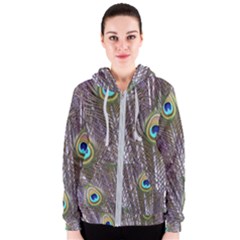 Peacock Bird Feathers Plumage Peacock Women s Zipper Hoodie