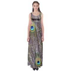 Peacock Bird Feathers Plumage Peacock Empire Waist Maxi Dress by Perong