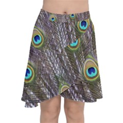 Peacock Bird Feathers Plumage Peacock Chiffon Wrap Front Skirt by Perong