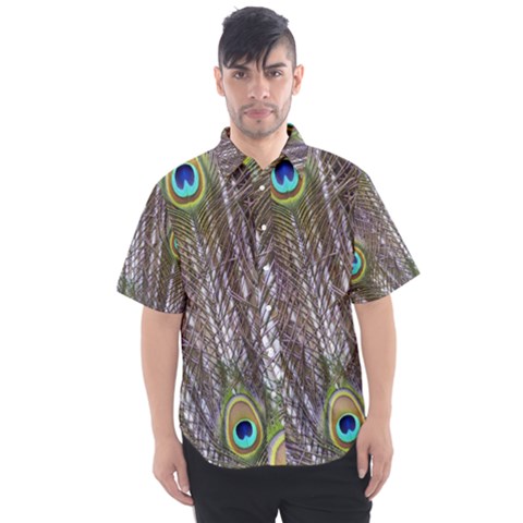 Peacock Bird Feathers Plumage Peacock Men s Short Sleeve Shirt by Perong