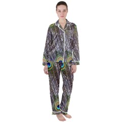 Peacock Bird Feathers Plumage Peacock Women s Long Sleeve Satin Pajamas Set	