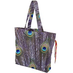 Peacock Bird Feathers Plumage Peacock Drawstring Tote Bag