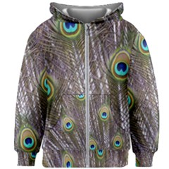 Peacock Bird Feathers Plumage Peacock Kids  Zipper Hoodie Without Drawstring