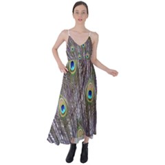 Peacock Bird Feathers Plumage Peacock Tie Back Maxi Dress by Perong