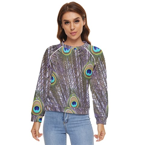 Peacock Bird Feathers Plumage Peacock Women s Long Sleeve Raglan T-shirt by Perong