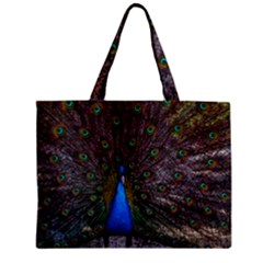 Bird Peacock Feathers Zipper Mini Tote Bag by Perong