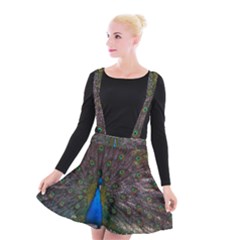 Bird Peacock Feathers Suspender Skater Skirt by Perong