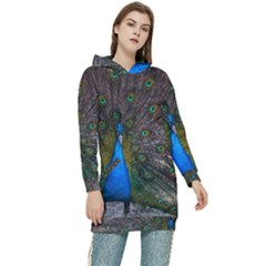 Bird Peacock Feathers Women s Long Oversized Pullover Hoodie