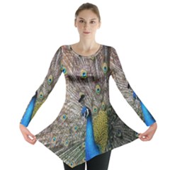 Peacock Bird Animal Peafowl Long Sleeve Tunic  by Perong