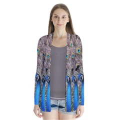 Peacock Bird Animal Peafowl Drape Collar Cardigan by Perong