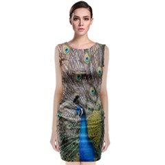 Peacock Bird Animal Peafowl Sleeveless Velvet Midi Dress