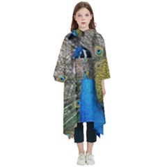 Peacock Bird Animal Peafowl Kids  Hooded Rain Ponchos by Perong