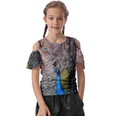 Peacock Bird Animal Peafowl Kids  Butterfly Cutout T-shirt by Perong