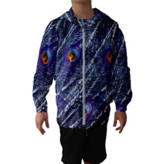 Peacock Bird Feathers Coloured Plumage Kids  Hooded Windbreaker