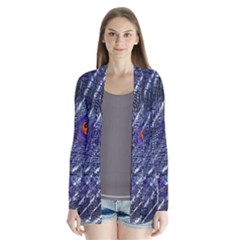 Peacock Bird Feathers Coloured Plumage Drape Collar Cardigan by Perong