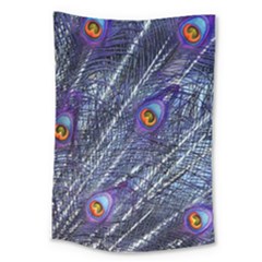 Peacock Bird Feathers Coloured Plumage Large Tapestry by Perong