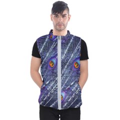 Peacock Bird Feathers Coloured Plumage Men s Puffer Vest