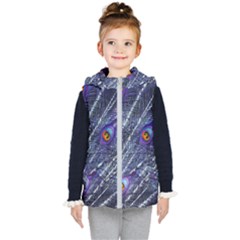 Peacock Bird Feathers Coloured Plumage Kids  Hooded Puffer Vest by Perong