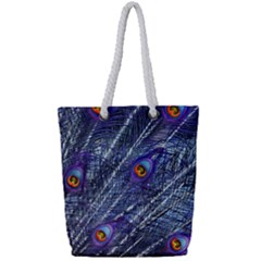 Peacock Bird Feathers Coloured Plumage Full Print Rope Handle Tote (small) by Perong