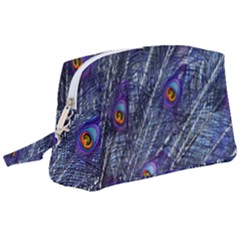 Peacock Bird Feathers Coloured Plumage Wristlet Pouch Bag (large) by Perong