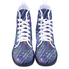 Peacock Bird Feathers Coloured Plumage Men s High-top Canvas Sneakers