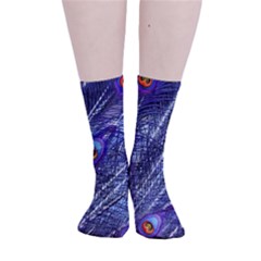 Peacock Bird Feathers Coloured Plumage Smooth Crew Length Tube Socks by Perong