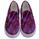 Peacock Feathers Coloured Plumage Pink Red Kids  Canvas Slip Ons View1