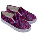 Peacock Feathers Coloured Plumage Pink Red Kids  Canvas Slip Ons View3