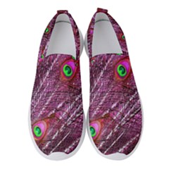 Peacock Feathers Coloured Plumage Pink Red Women s Slip On Sneakers by Perong