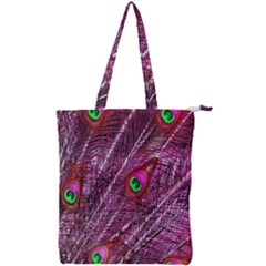 Peacock Feathers Coloured Plumage Pink Red Double Zip Up Tote Bag by Perong