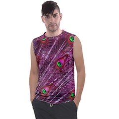 Peacock Feathers Coloured Plumage Pink Red Men s Regular Tank Top by Perong