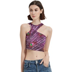 Peacock Feathers Coloured Plumage Pink Red Cut Out Top by Perong