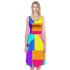 Pattern Design Decoration Midi Sleeveless Dress by Perong