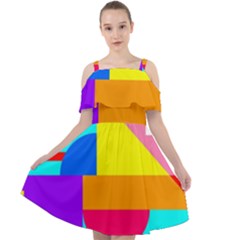 Pattern Design Decoration Cut Out Shoulders Chiffon Dress by Perong