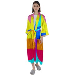 Pattern Design Decoration Maxi Satin Kimono