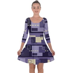 Pattern Design Abstract Lilac Quarter Sleeve Skater Dress by Perong