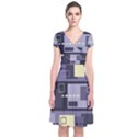 Pattern Design Abstract Lilac Short Sleeve Front Wrap Dress View1