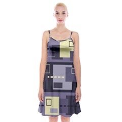 Pattern Design Abstract Lilac Spaghetti Strap Velvet Dress