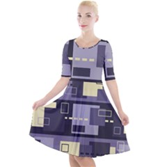 Pattern Design Abstract Lilac Quarter Sleeve A-line Dress by Perong