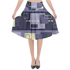 Pattern Design Abstract Lilac Flared Midi Skirt by Perong