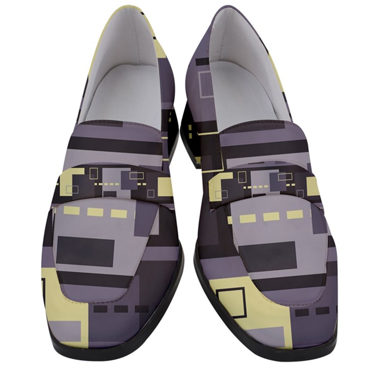 Pattern Design Abstract Lilac Women s Chunky Heel Loafers