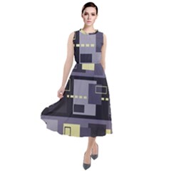 Pattern Design Abstract Lilac Round Neck Boho Dress by Perong